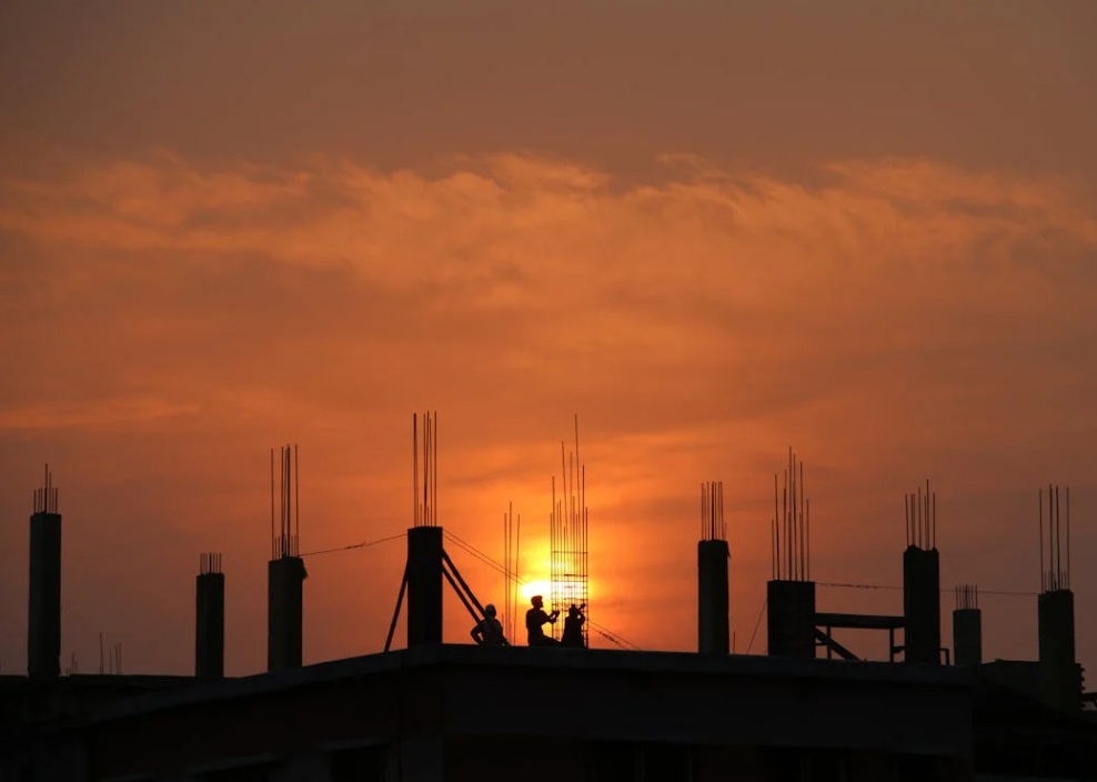 construction site at dusk